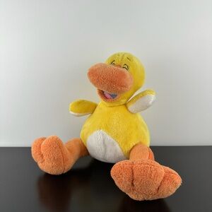 Nuby Tickle Toes Laughing Yellow Orange Duck 11” Plush Duckling Sound Works